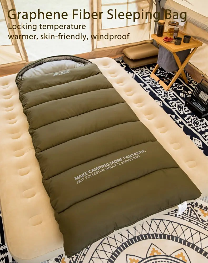 1pc envelope style sleeping bag with zip closure thickened synthetic insulation for winter camping hiking portable half length design olive green gray ideal gift for outdoor quilted comfortable sleeping _ temu Temu